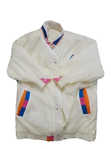 Vintage 80s 90s Be In The Current Seen Jacket/Windbreaker Orange Blue Pink 24W - Picture 1 of 9