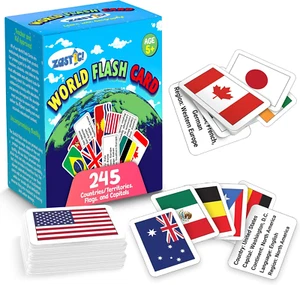 Zastic! World Flags Flashcards - 242 Country Flags, Capitals, Language, And - - - Picture 1 of 11
