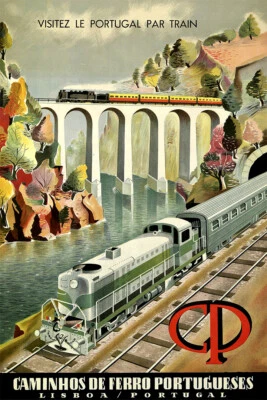 Railway See Portugal Train Original Vintage Wall Art Home Decor - POSTER 20x30 - Image 1 of 4