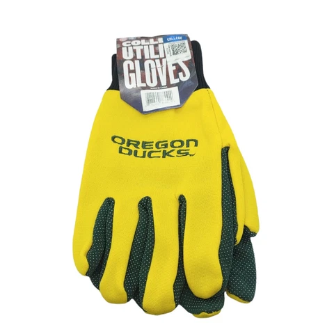 NCAA Oregon Ducks Colored Palm Utility Gloves Yellow w/ Green Palm by FOCO Cover