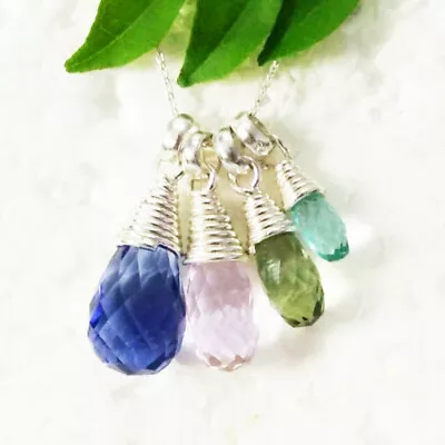 925 Sterlingsilber Multi Stein Halskette Handmade Schmuck Geschenk für Damen - Bild 1 von 4