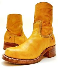 Womens Frye 77235 VTG USA Yellow Banana Campus Ankle Zip Leather Boots Size 7M