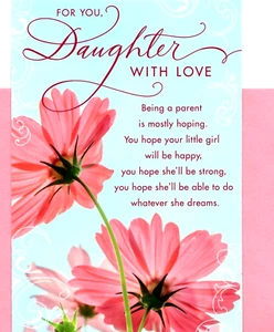 Happy Birthday Tochter tolle Frau rosa Gänseblümchen Gänseblümchen Punze Grußkarte - Bild 1 von 3