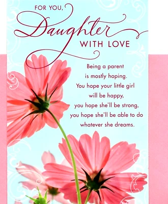 Tarjeta de felicitación de feliz cumpleaños hija increíble mujer rosa margaritas sello Foto 1 de 3