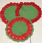 Set Of 3 Handmade Christmas Holidays Doilies,Table Decor,Placemats New  Crochet