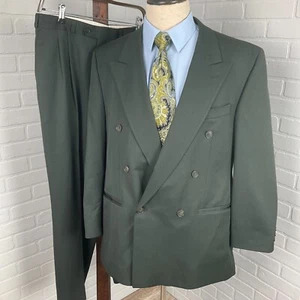 Traje Brandini Hombre 42R 33Wx28L Verde Doble Pecho Pico Clásico Carrera Canadá - Imagen 1 de 22