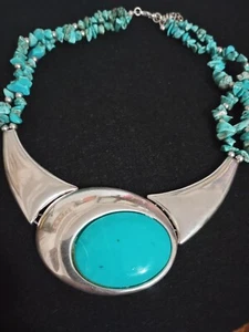 Tourquoise colored Puka Shell Statement Chocker 14" - Picture 1 of 2