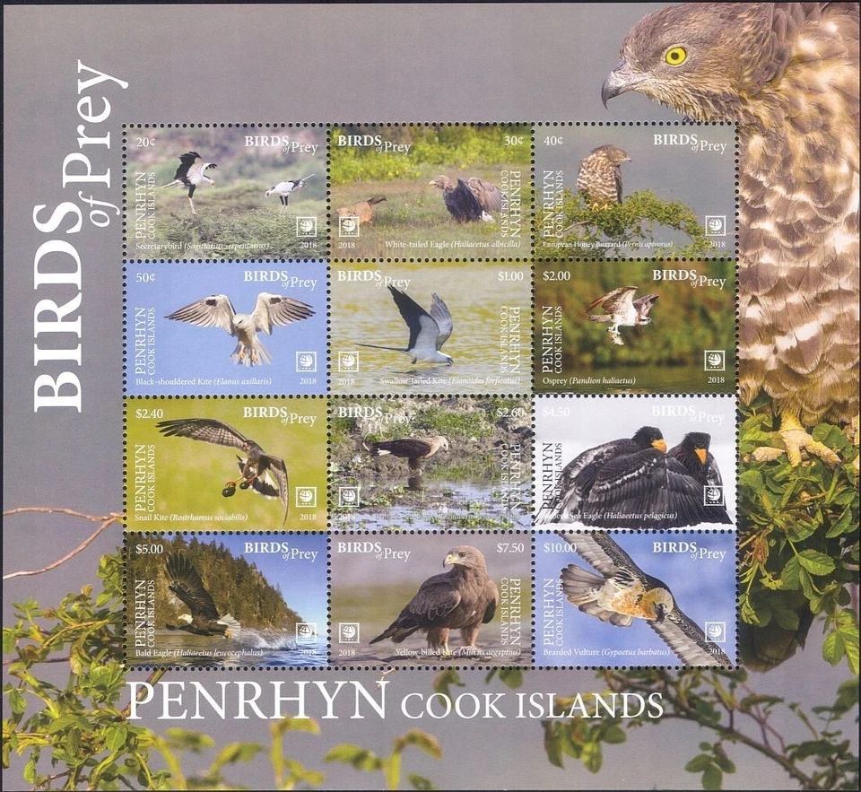 Penrhyn 2018 Birds of Prey/Raptors/Eagles/Osprey/Nature/Wildlife 12v sht  s5346e - Image 1 of 1