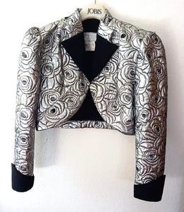 "ROOTS" superschönes Damen Cocktail Bolero silber metallic mit Zierstepp Gr. 42 - Bild 1 von 5