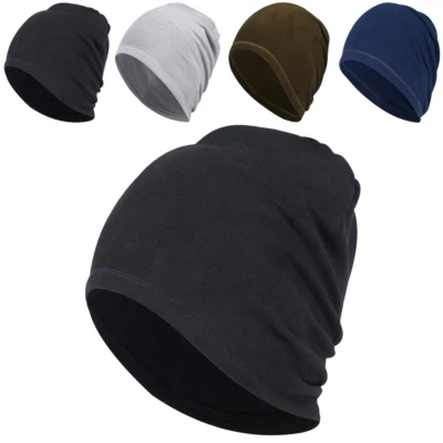 Winter Windproof Skull Cap Helmet Liner for Men Women Thermal Fleece Beanie Hat - Image 1 of 4