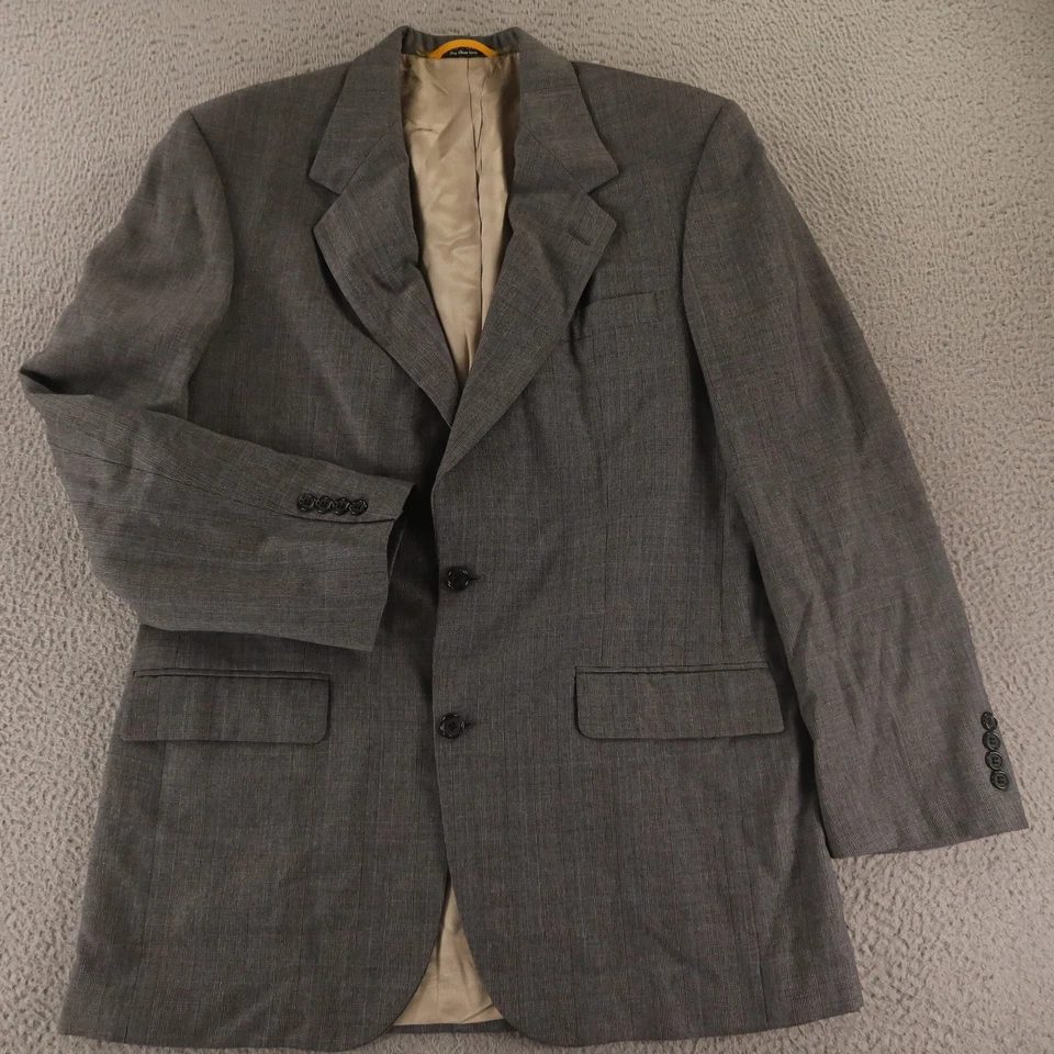 Chaqueta Bill Blass M MT Gris Azul Príncipe de Gales Cuadros 100% Lana Blazer 40L Foto 1 de 4