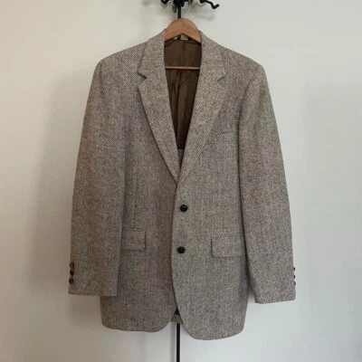 Abrigo deportivo Harris Tweed para hombre \ Chaqueta de lana escocesa marrón Blazer EE. UU. De colección Foto 1 de 4