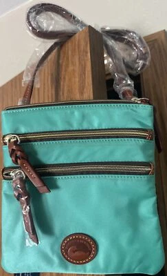 Bolso Bandolera Dooney & Bourke Norte/Sur Triple Cremallera -VERDE COMO NUEVO - Fácil Viaje Foto 1 de 4