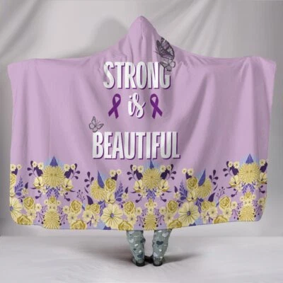Strong & Beautiful AIDS Awareness - Sherpa And Microfiber Blanket With Hood - Image 1 of 4