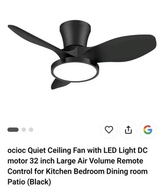 32 inch Low Profile Ceiling Fan with Light and Remote, Flush Mount Ceiling Fan - Image 1 of 2