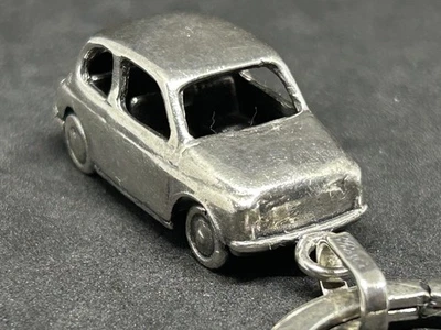 Portachiavi in argento 925 auto Fiat 500 Vintage - Immagine 1 di 4