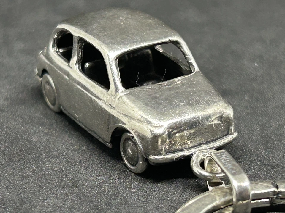 Portachiavi in argento 925 auto Fiat 500 Vintage - Immagine 1 di 4