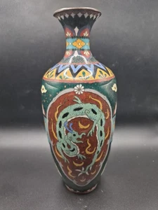 Antique Japanese Meiji Period Dragon & Phoenix Baluster Vase 25cm High - Picture 1 of 8
