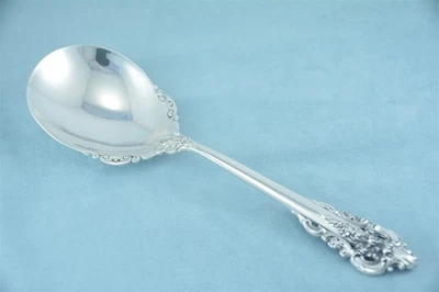 Wallace Grande Barroco Plata de Ley 9-3/8" Ensalada Bayas Cuchara para Servir Sin Mono Foto 1 de 4