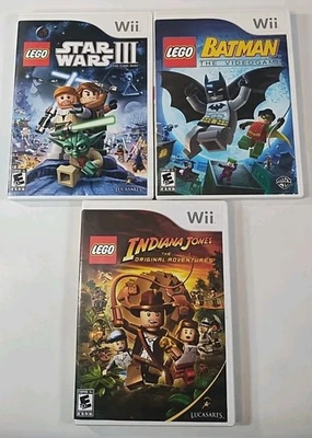 Nintendo Wii LEGO 3 Juego Lote - Batman Indiana Jones y Star Wars III CIB/Completo Foto 1 de 4