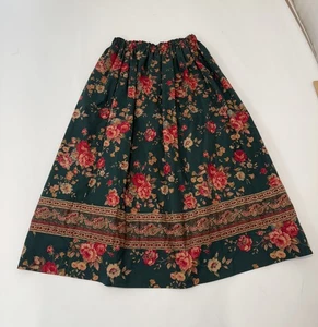 VTG 80’s Vera Bradley  L/XL Maxi Skirt Made USA Green Cottage Floral Boho Preppy - Picture 1 of 10