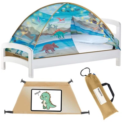 Tienda de campaña con cama doble de dinosaurios para niños fuerte interior - tiendas de campaña mágicas de ensueño para niños Pop U Foto 1 de 4