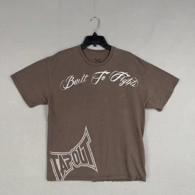 Tapout Shirt Mens XL Brown Built To Fight MMA Graphic Tapout Logo Grunge Thrash - Image 1 of 4
