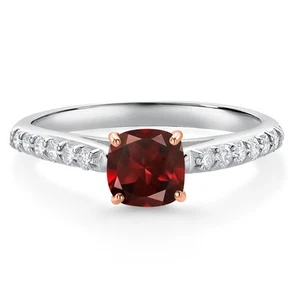 0.98 Ct Garnet G/H Lab Grown Diamond 10K White Gold Engagement Ring with Rose - Picture 1 of 4