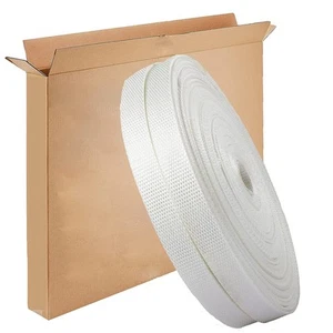 Woven Cord Strapping Roll 3/4" x 330', 2400 lbs Break Strength, White Poly Co... - Picture 1 of 7