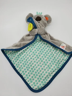 B. Baby Lovey Cuddly Plush Koala Bear Security Blanket Gray Green Stripes - Image 1 of 4