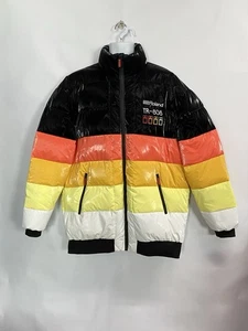 READ Roland 808 Puffer Jacket Coat Puffy Black Yellow Orange Stripe READ W31 - Picture 1 of 15