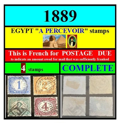 EGIPTO-sellos-1889-set A-A PERCEVOIR franqueo debido-juego COMPLETO de 4 sellos Foto 1 de 4