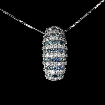 Collar de plata de ley 925 redondo topacio zafiro azul piedras preciosas naturales joyería Foto 1 de 4