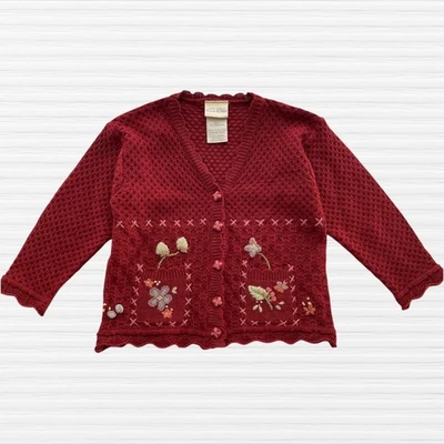 Nuevo Suéter Cárdigan Vintage Laura Ashley Bordado Colores Oscuros Otoño 6-7 Años Foto 1 de 4