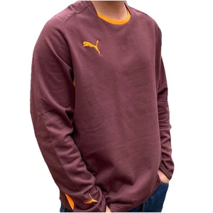 Puma Brown Sports Jumper Men's Size XXL Round Neck Spellout Fleece Sweater - Picture 1 of 3