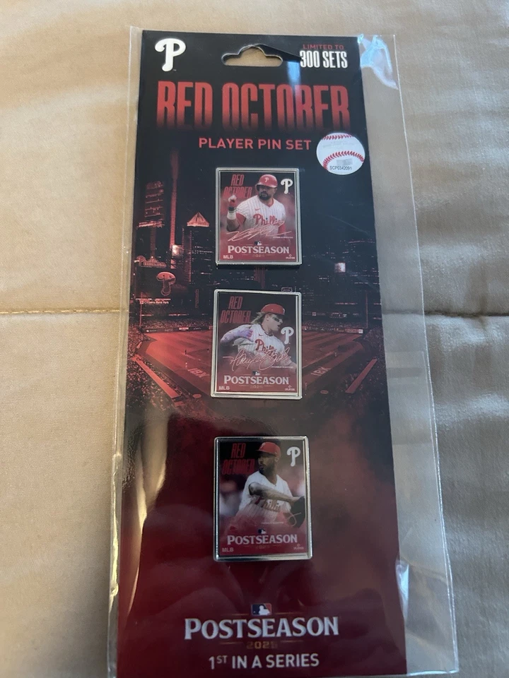 2025 Phillies Red October -3 Pin Set-Schwarber/Bader/Sanchez-Series 1-only 300 - Image 1 of 1
