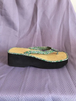 Sandalias de tanga de plataforma gruesa azul marino antiguas talla 10 Foto 1 de 4