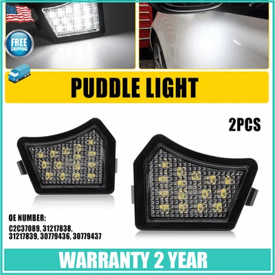 2X 6000K White LED Under Mirror Puddle Courtesy Lights For Volvo S60 S80 V50 S40 - Image 1 of 4