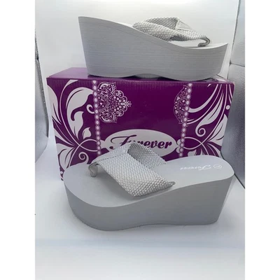 Sandalias chanclas Forever para mujer talla 7 grises 3" plataforma cuña NUEVAS NUEVAS SIN ETIQUETAS Foto 1 de 3