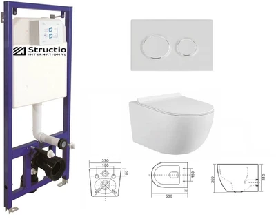 Hängewand WC Komplett SET Unterputzspülkasten Vorwandelement Spülrandloses WC´s - Bild 1 von 4