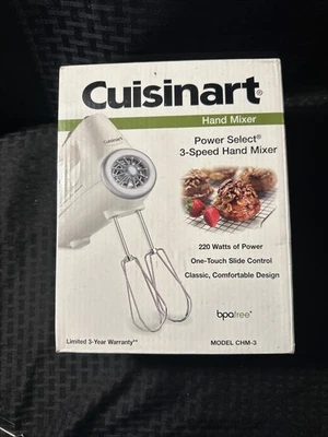 Cuisinart Hand Mixer CHM-3 Power Select 3 Speed Electronic 120Vac 220 Watt White - Image 1 of 4
