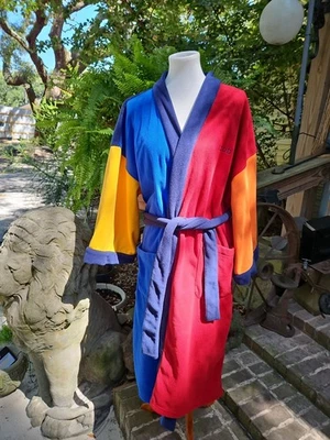 Bata Vintage Colorblock Años 90 Y2K Bolsillos Rojo Azul Naranja Amarillo Excelente OSFM Foto 1 de 4
