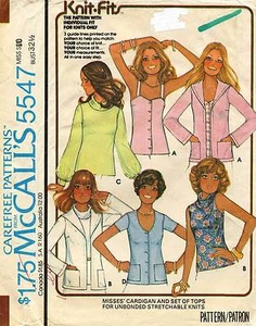 70er Jahre Vintage McCall's Misses Strickjacke & Oberteile Muster 5547 Größe 10 - Bild 1 von 2