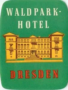 DRESDEN GERMANY WALDPARK HOTEL VINTAGE LUGGAGE LABEL - Picture 1 of 1