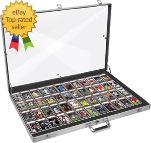 Vitrina de vidrio de aluminio para tarjetas, vitrina de mesa grande XL con cerradura - Imagen 1 de 5