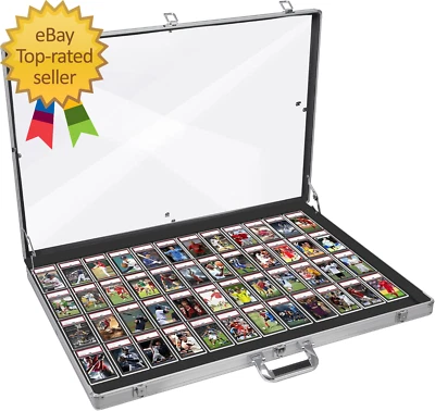Aluminum Glass Display Case for Cards, XL Large Table Top Display Case with Lock - Image 1 of 4