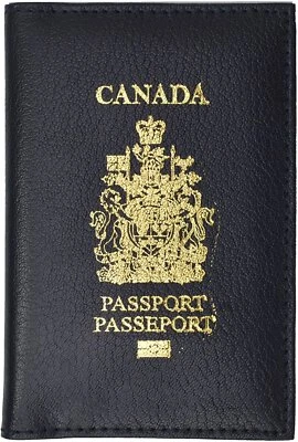 Canada Passport Wallet Genuine Leather Passport holder with Emblem (Blue) - Image 1 of 4