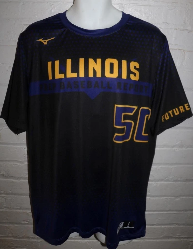 Camiseta deportiva para hombre Mizuno Prep Baseball Report Future Games Illinois grande ¡ENVÍO GRATUITO! Foto 1 de 1