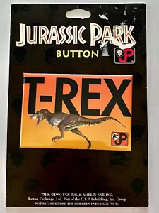 RARE Vintage 1993 JURASSIC PARK T-REX Pinback Button - NEW - Picture 1 of 2