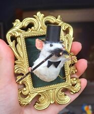 Taxidermy Mouse Head Gentleman mounted gold framed mouse. Real Stuffed Mouse
